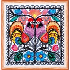 Mini Bead embroidery kit Two cockerels