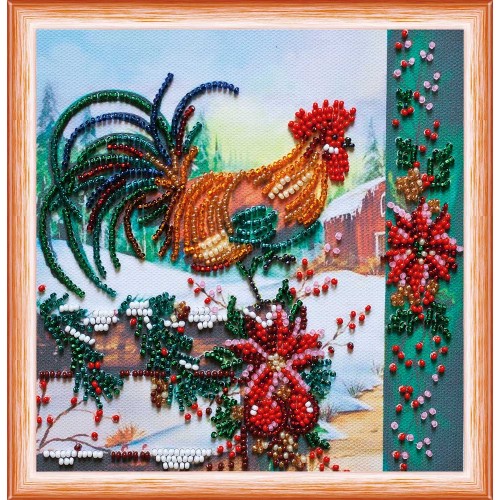 Mini Bead embroidery kit Happy Christmas, AM-135 by Abris Art - buy online! ✿ Fast delivery ✿ Factory price ✿ Wholesale and retail ✿ Purchase Sets-mini-for embroidery with beads on canvas