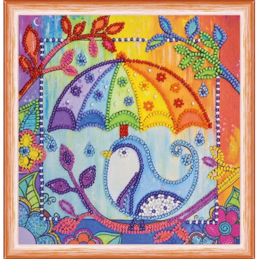 Mini Bead embroidery kit Summer rain, AM-137 by Abris Art - buy online! ✿ Fast delivery ✿ Factory price ✿ Wholesale and retail ✿ Purchase Sets-mini-for embroidery with beads on canvas