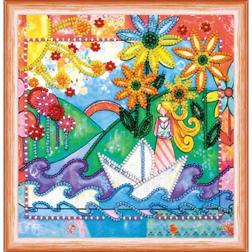 Mini Bead embroidery kit The voice of the stream, AM-138 by Abris Art - buy online! ✿ Fast delivery ✿ Factory price ✿ Wholesale and retail ✿ Purchase Sets-mini-for embroidery with beads on canvas