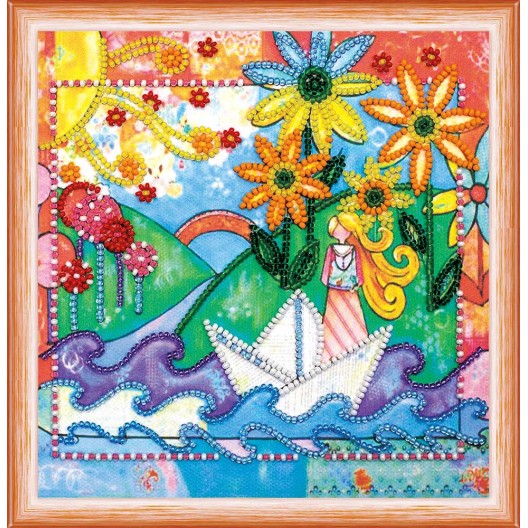 Mini Bead embroidery kit The voice of the stream, AM-138 by Abris Art - buy online! ✿ Fast delivery ✿ Factory price ✿ Wholesale and retail ✿ Purchase Sets-mini-for embroidery with beads on canvas