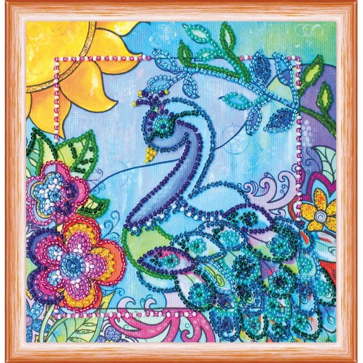 Mini Bead embroidery kit Luck bird, AM-139 by Abris Art - buy online! ✿ Fast delivery ✿ Factory price ✿ Wholesale and retail ✿ Purchase Sets-mini-for embroidery with beads on canvas