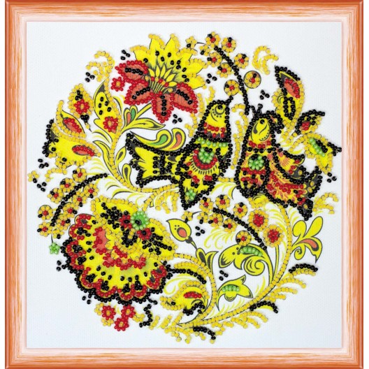 Mini Bead embroidery kit The birds are singing, AM-142 by Abris Art - buy online! ✿ Fast delivery ✿ Factory price ✿ Wholesale and retail ✿ Purchase Sets-mini-for embroidery with beads on canvas