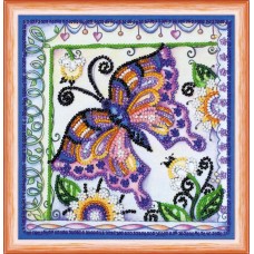 Mini Bead embroidery kit Butterfly in flowers