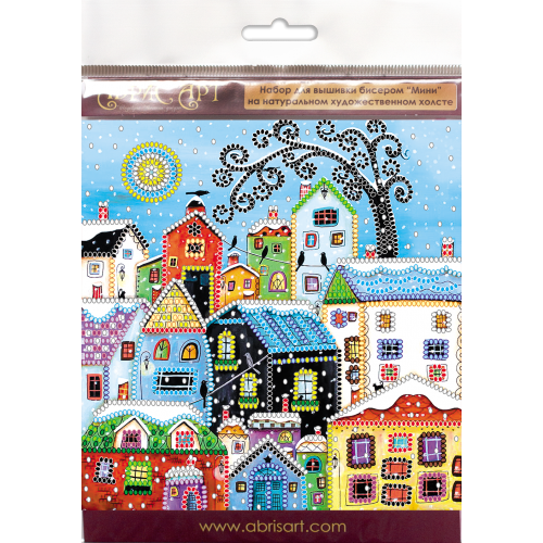 Mini Bead embroidery kit Bright houses, AM-146 by Abris Art - buy online! ✿ Fast delivery ✿ Factory price ✿ Wholesale and retail ✿ Purchase Sets-mini-for embroidery with beads on canvas