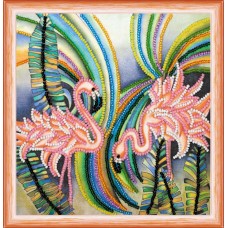 Mini Bead embroidery kit Pink flamingos