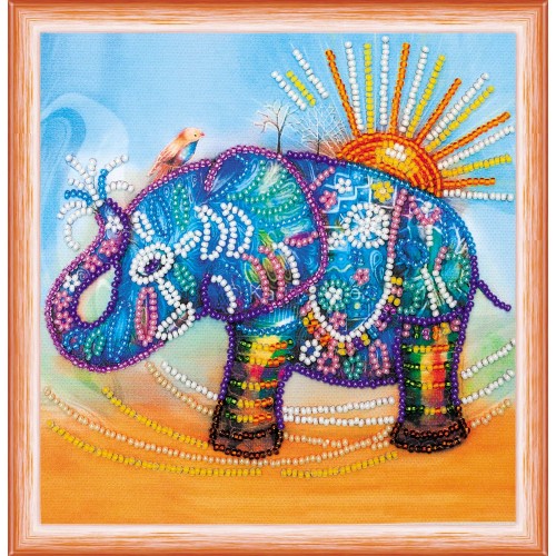 Mini Bead embroidery kit Neon elephant, AM-149 by Abris Art - buy online! ✿ Fast delivery ✿ Factory price ✿ Wholesale and retail ✿ Purchase Sets-mini-for embroidery with beads on canvas