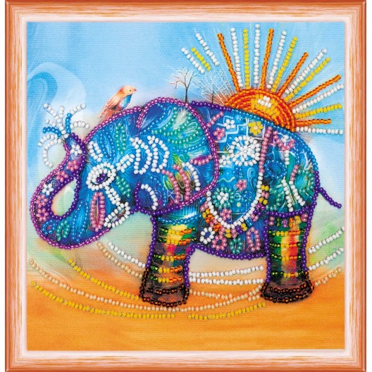 Mini Bead embroidery kit Neon elephant, AM-149 by Abris Art - buy online! ✿ Fast delivery ✿ Factory price ✿ Wholesale and retail ✿ Purchase Sets-mini-for embroidery with beads on canvas