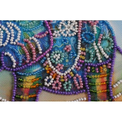 Mini Bead embroidery kit Neon elephant, AM-149 by Abris Art - buy online! ✿ Fast delivery ✿ Factory price ✿ Wholesale and retail ✿ Purchase Sets-mini-for embroidery with beads on canvas