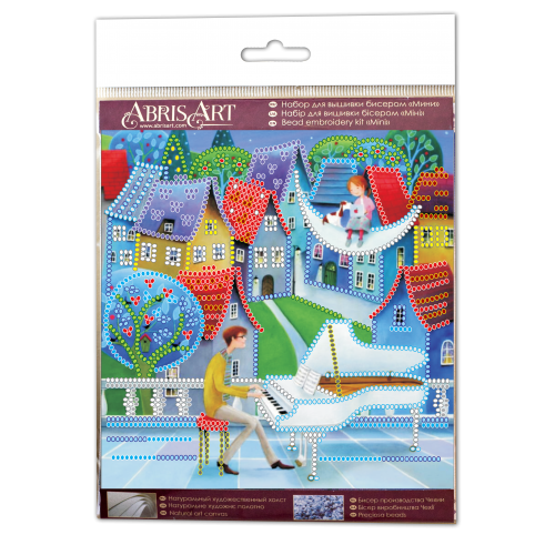 Mini Bead embroidery kit Moon  melody, AM-154 by Abris Art - buy online! ✿ Fast delivery ✿ Factory price ✿ Wholesale and retail ✿ Purchase Sets-mini-for embroidery with beads on canvas