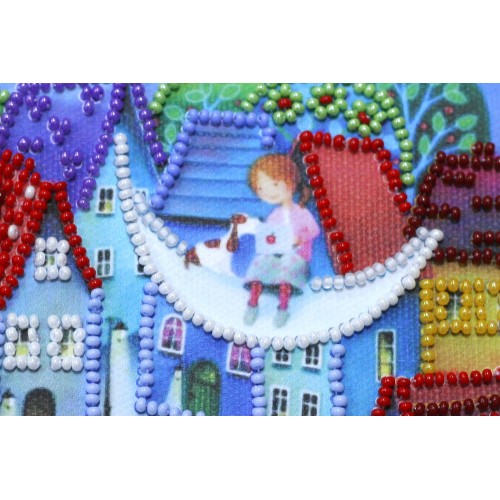 Mini Bead embroidery kit Moon  melody, AM-154 by Abris Art - buy online! ✿ Fast delivery ✿ Factory price ✿ Wholesale and retail ✿ Purchase Sets-mini-for embroidery with beads on canvas