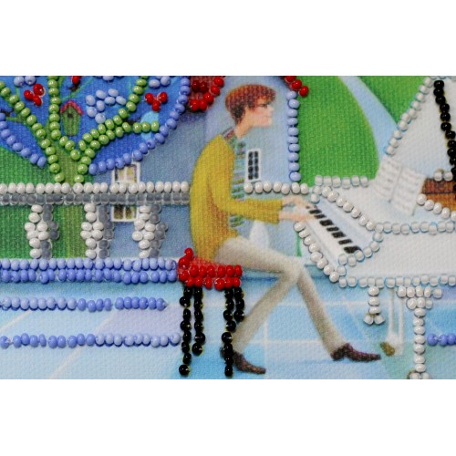 Mini Bead embroidery kit Moon  melody, AM-154 by Abris Art - buy online! ✿ Fast delivery ✿ Factory price ✿ Wholesale and retail ✿ Purchase Sets-mini-for embroidery with beads on canvas