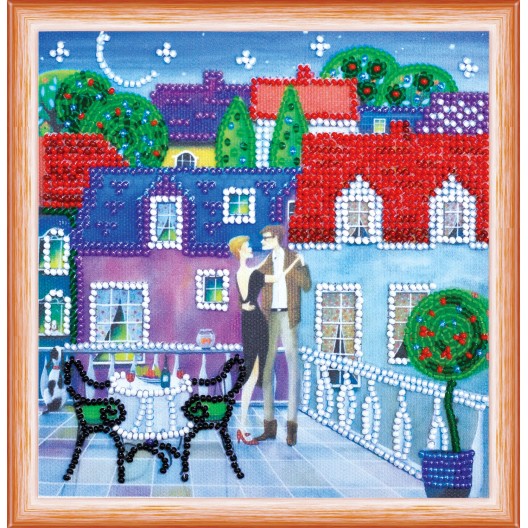 Mini Bead embroidery kit Table for two, AM-155 by Abris Art - buy online! ✿ Fast delivery ✿ Factory price ✿ Wholesale and retail ✿ Purchase Sets-mini-for embroidery with beads on canvas