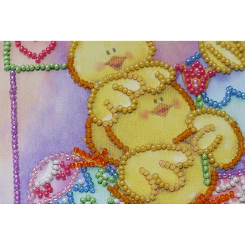 Mini Bead embroidery kit Funny chickens, AM-157 by Abris Art - buy online! ✿ Fast delivery ✿ Factory price ✿ Wholesale and retail ✿ Purchase Sets-mini-for embroidery with beads on canvas