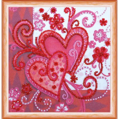 Mini Bead embroidery kit Loving  hearts, AM-158 by Abris Art - buy online! ✿ Fast delivery ✿ Factory price ✿ Wholesale and retail ✿ Purchase Sets-mini-for embroidery with beads on canvas