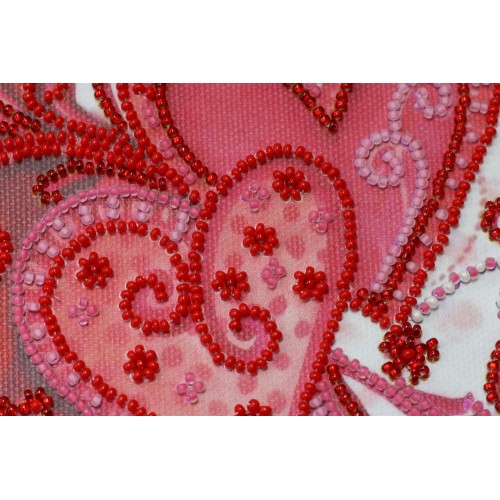 Mini Bead embroidery kit Loving  hearts, AM-158 by Abris Art - buy online! ✿ Fast delivery ✿ Factory price ✿ Wholesale and retail ✿ Purchase Sets-mini-for embroidery with beads on canvas