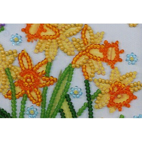 Mini Bead embroidery kit Blooming daffodils, AM-160 by Abris Art - buy online! ✿ Fast delivery ✿ Factory price ✿ Wholesale and retail ✿ Purchase Sets-mini-for embroidery with beads on canvas