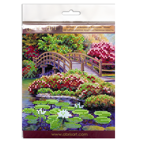 Mini Bead embroidery kit Flowers in the pond, AM-162 by Abris Art - buy online! ✿ Fast delivery ✿ Factory price ✿ Wholesale and retail ✿ Purchase Sets-mini-for embroidery with beads on canvas