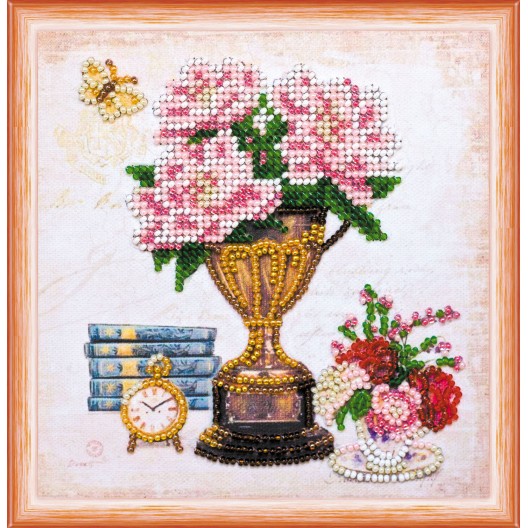 Mini Bead embroidery kit Still lafe with a clock, AM-168 by Abris Art - buy online! ✿ Fast delivery ✿ Factory price ✿ Wholesale and retail ✿ Purchase Sets-mini-for embroidery with beads on canvas