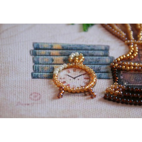 Mini Bead embroidery kit Still lafe with a clock, AM-168 by Abris Art - buy online! ✿ Fast delivery ✿ Factory price ✿ Wholesale and retail ✿ Purchase Sets-mini-for embroidery with beads on canvas