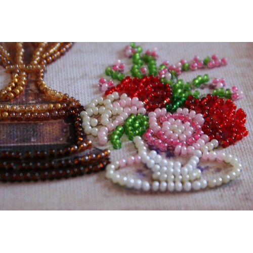 Mini Bead embroidery kit Still lafe with a clock, AM-168 by Abris Art - buy online! ✿ Fast delivery ✿ Factory price ✿ Wholesale and retail ✿ Purchase Sets-mini-for embroidery with beads on canvas