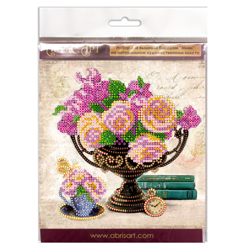 Mini Bead embroidery kit Garden flowers, AM-169 by Abris Art - buy online! ✿ Fast delivery ✿ Factory price ✿ Wholesale and retail ✿ Purchase Sets-mini-for embroidery with beads on canvas