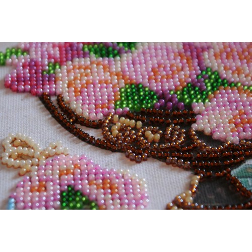 Mini Bead embroidery kit Garden flowers, AM-169 by Abris Art - buy online! ✿ Fast delivery ✿ Factory price ✿ Wholesale and retail ✿ Purchase Sets-mini-for embroidery with beads on canvas