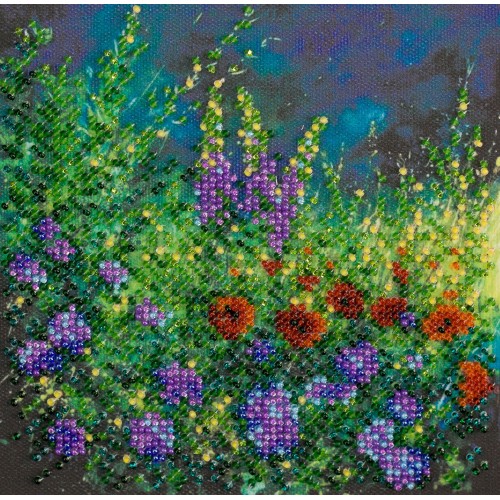 Mini Bead embroidery kit Wild field, AM-172 by Abris Art - buy online! ✿ Fast delivery ✿ Factory price ✿ Wholesale and retail ✿ Purchase Sets-mini-for embroidery with beads on canvas