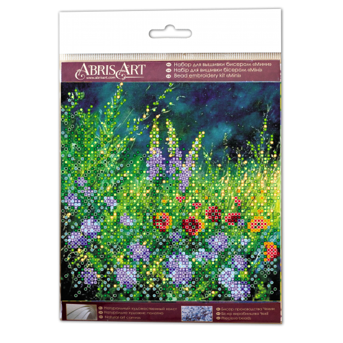 Mini Bead embroidery kit Wild field, AM-172 by Abris Art - buy online! ✿ Fast delivery ✿ Factory price ✿ Wholesale and retail ✿ Purchase Sets-mini-for embroidery with beads on canvas