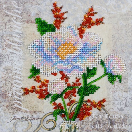 Mini Bead embroidery kit White flower, AM-173 by Abris Art - buy online! ✿ Fast delivery ✿ Factory price ✿ Wholesale and retail ✿ Purchase Sets-mini-for embroidery with beads on canvas