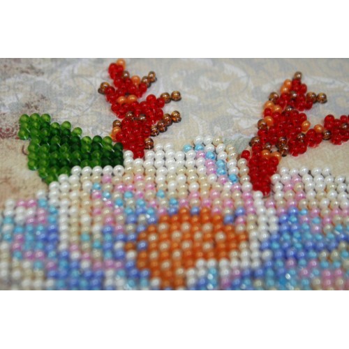 Mini Bead embroidery kit White flower, AM-173 by Abris Art - buy online! ✿ Fast delivery ✿ Factory price ✿ Wholesale and retail ✿ Purchase Sets-mini-for embroidery with beads on canvas