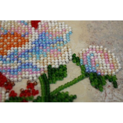 Mini Bead embroidery kit White flower, AM-173 by Abris Art - buy online! ✿ Fast delivery ✿ Factory price ✿ Wholesale and retail ✿ Purchase Sets-mini-for embroidery with beads on canvas