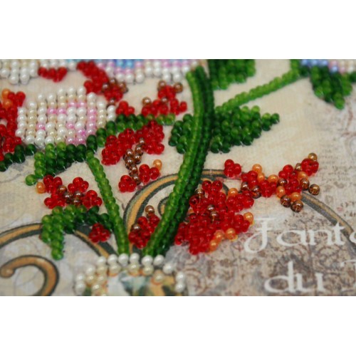 Mini Bead embroidery kit White flower, AM-173 by Abris Art - buy online! ✿ Fast delivery ✿ Factory price ✿ Wholesale and retail ✿ Purchase Sets-mini-for embroidery with beads on canvas