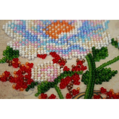 Mini Bead embroidery kit White flower, AM-173 by Abris Art - buy online! ✿ Fast delivery ✿ Factory price ✿ Wholesale and retail ✿ Purchase Sets-mini-for embroidery with beads on canvas