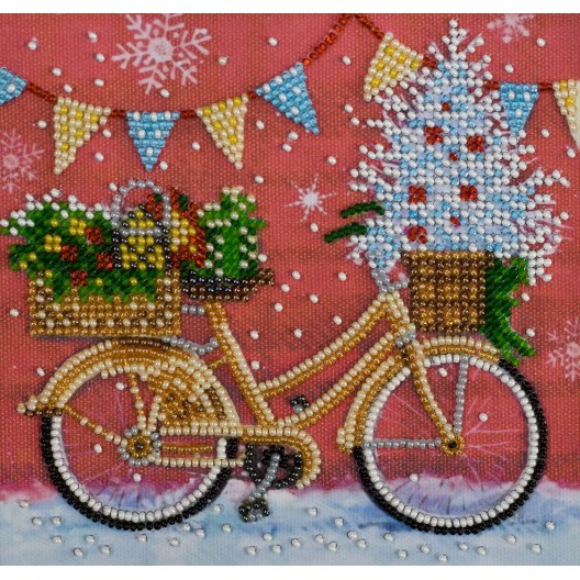 Mini Bead embroidery kit Holiday time, AM-176 by Abris Art - buy online! ✿ Fast delivery ✿ Factory price ✿ Wholesale and retail ✿ Purchase Sets-mini-for embroidery with beads on canvas