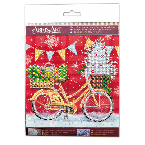 Mini Bead embroidery kit Holiday time, AM-176 by Abris Art - buy online! ✿ Fast delivery ✿ Factory price ✿ Wholesale and retail ✿ Purchase Sets-mini-for embroidery with beads on canvas