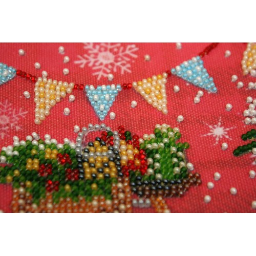 Mini Bead embroidery kit Holiday time, AM-176 by Abris Art - buy online! ✿ Fast delivery ✿ Factory price ✿ Wholesale and retail ✿ Purchase Sets-mini-for embroidery with beads on canvas