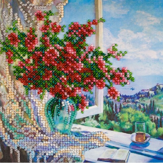 Mini Bead embroidery kit Sea outside the window, AM-177 by Abris Art - buy online! ✿ Fast delivery ✿ Factory price ✿ Wholesale and retail ✿ Purchase Sets-mini-for embroidery with beads on canvas