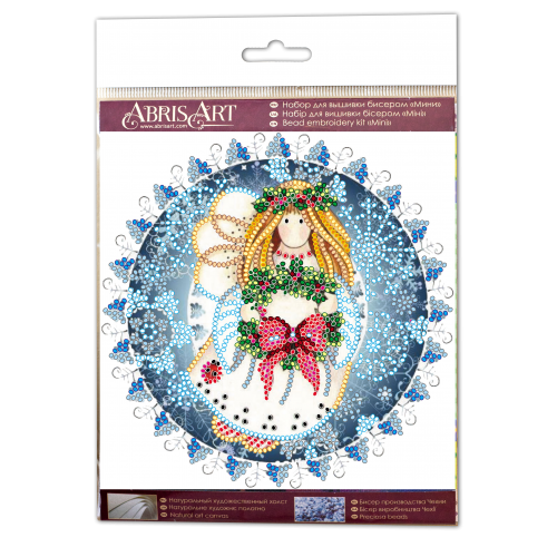 Mini Bead embroidery kit Christmas angel, AM-184 by Abris Art - buy online! ✿ Fast delivery ✿ Factory price ✿ Wholesale and retail ✿ Purchase Sets-mini-for embroidery with beads on canvas