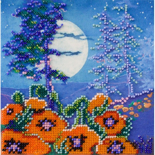 Mini Bead embroidery kit Full moon, AM-185 by Abris Art - buy online! ✿ Fast delivery ✿ Factory price ✿ Wholesale and retail ✿ Purchase Sets-mini-for embroidery with beads on canvas