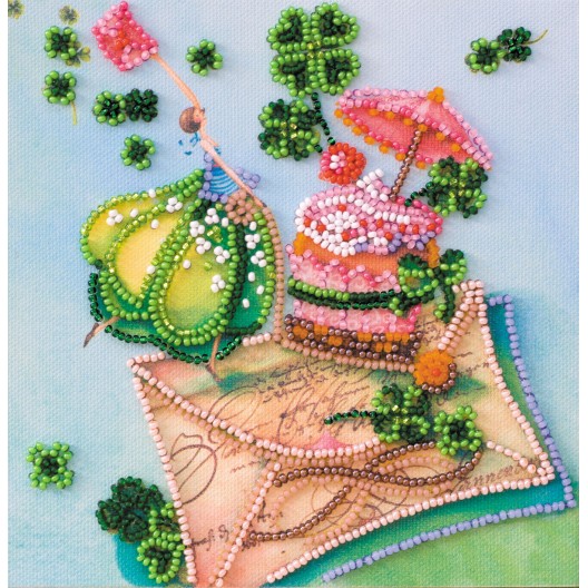 Mini Bead embroidery kit Letter of happiness, AM-188 by Abris Art - buy online! ✿ Fast delivery ✿ Factory price ✿ Wholesale and retail ✿ Purchase Sets-mini-for embroidery with beads on canvas