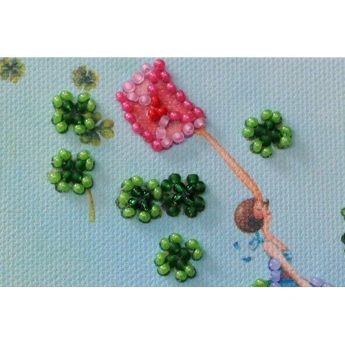 Mini Bead embroidery kit Letter of happiness, AM-188 by Abris Art - buy online! ✿ Fast delivery ✿ Factory price ✿ Wholesale and retail ✿ Purchase Sets-mini-for embroidery with beads on canvas