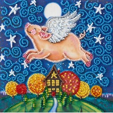 Mini Bead embroidery kit Flying pig