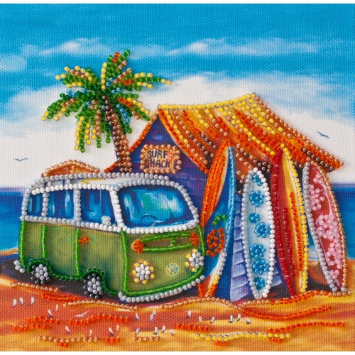 Mini Bead embroidery kit Surfing, AM-197 by Abris Art - buy online! ✿ Fast delivery ✿ Factory price ✿ Wholesale and retail ✿ Purchase Sets-mini-for embroidery with beads on canvas