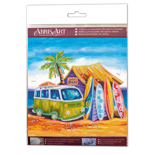 Mini Bead embroidery kit Surfing, AM-197 by Abris Art - buy online! ✿ Fast delivery ✿ Factory price ✿ Wholesale and retail ✿ Purchase Sets-mini-for embroidery with beads on canvas