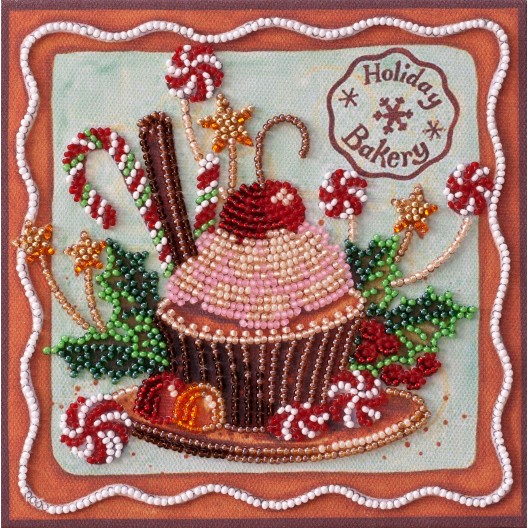 Mini Bead embroidery kit Holiday sweets, AM-198 by Abris Art - buy online! ✿ Fast delivery ✿ Factory price ✿ Wholesale and retail ✿ Purchase Sets-mini-for embroidery with beads on canvas