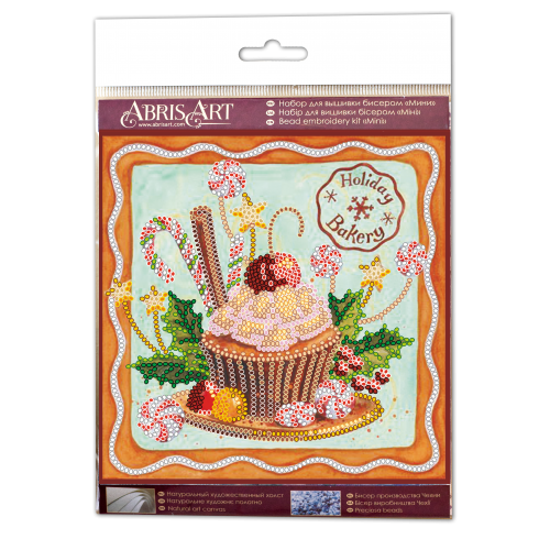 Mini Bead embroidery kit Holiday sweets, AM-198 by Abris Art - buy online! ✿ Fast delivery ✿ Factory price ✿ Wholesale and retail ✿ Purchase Sets-mini-for embroidery with beads on canvas