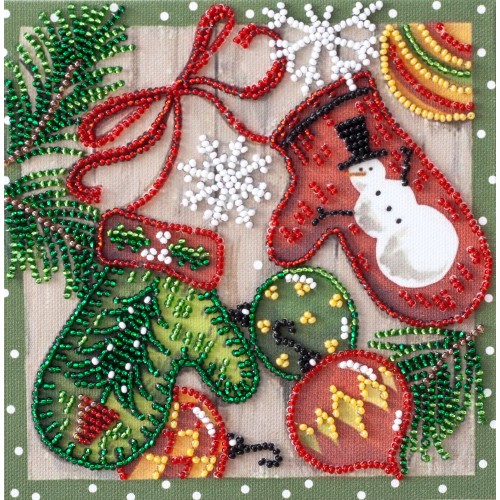 Mini Bead embroidery kit Holiday trivia, AM-201 by Abris Art - buy online! ✿ Fast delivery ✿ Factory price ✿ Wholesale and retail ✿ Purchase Sets-mini-for embroidery with beads on canvas