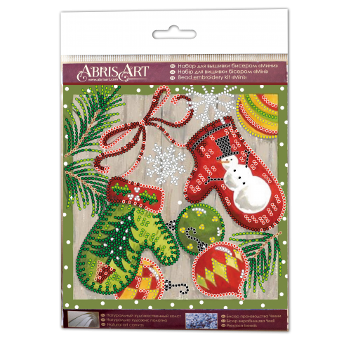 Mini Bead embroidery kit Holiday trivia, AM-201 by Abris Art - buy online! ✿ Fast delivery ✿ Factory price ✿ Wholesale and retail ✿ Purchase Sets-mini-for embroidery with beads on canvas