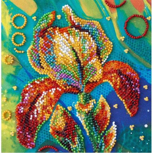 Mini Bead embroidery kit Multicolored iris, AM-203 by Abris Art - buy online! ✿ Fast delivery ✿ Factory price ✿ Wholesale and retail ✿ Purchase Sets-mini-for embroidery with beads on canvas